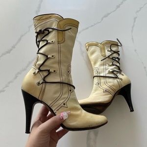 Diesel Style Lab lace up leather heel boots
